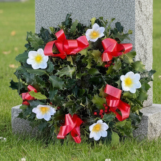 Luxury Natural Christmas Wreath (Red Ribbon, 10")