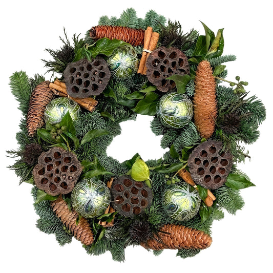 Luxury Natural Christmas Wreath (Black Ivy, 12")
