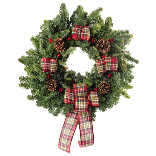 Luxury Natural Noble Christmas Wreath (Tartan, 12")