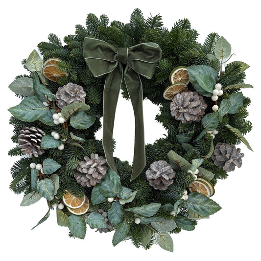 Luxury Natural Christmas Wreath (Touch of Frost, 14")