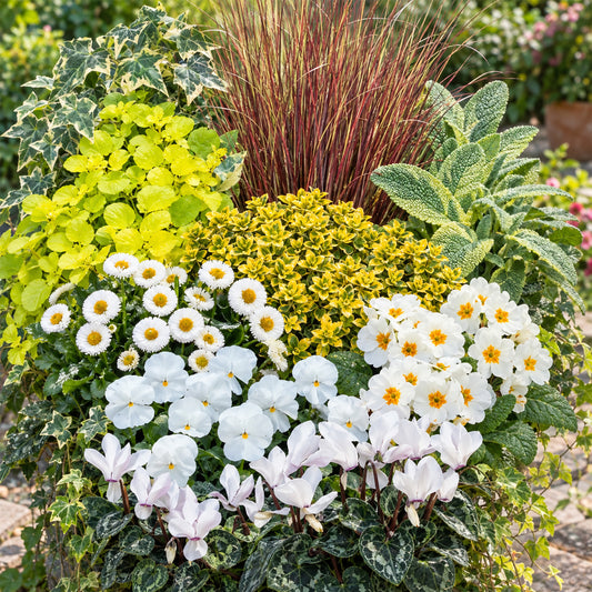 Autumn Shades White Basket Plants