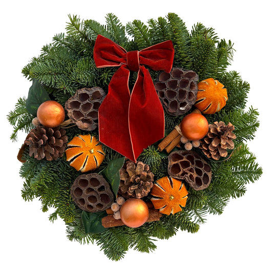 Luxury Natural Christmas Wreath (Cinnamon Spice, 10")