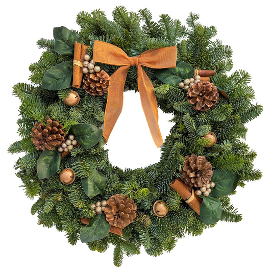 Luxury Natural Christmas Wreath (Copper and Rose Gold, 12")