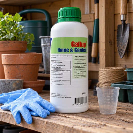 Gallup Home & Garden Glyphosate Weed Killer 1L + Cup & Gloves