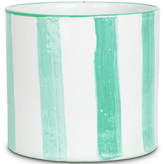 Green Paros Painted Stripe Planter