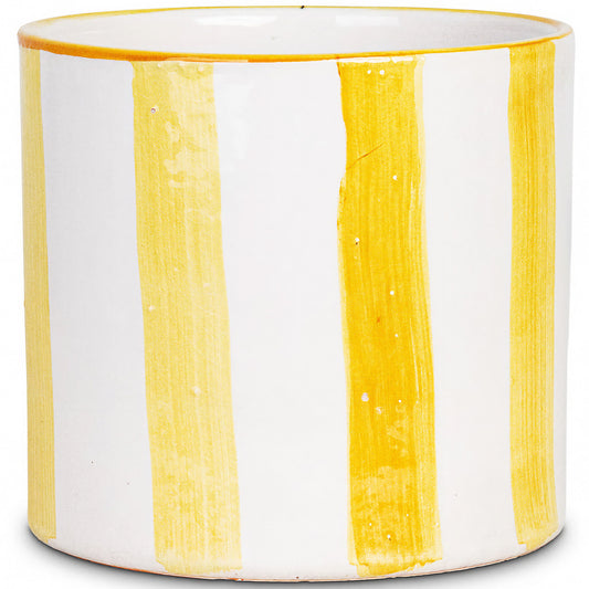 Yellow Paros Painted Stripe Planter